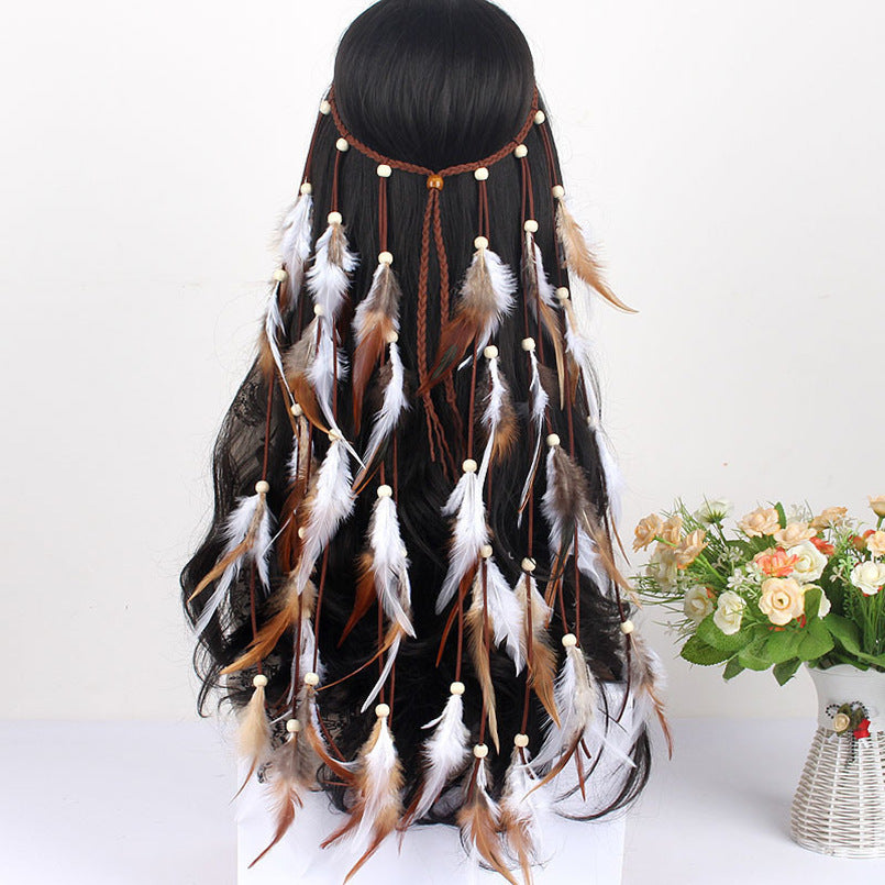 Bohemian Long Feather Headband Feather Hair Accessory - iztia