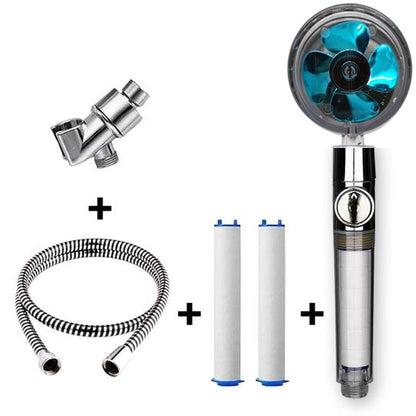 Propeller Driven Shower Head With Stop Button And Cotton Filter Turbocharged High Pressure Handheld Shower Nozzle - iztia