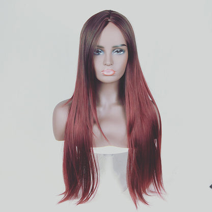 Long straight hair fashion gradient fake hair - iztia