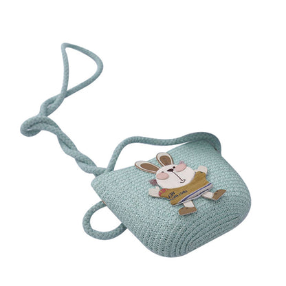 Cute Rabbit Decoration Bag Two-Piece Straw Hat - iztia