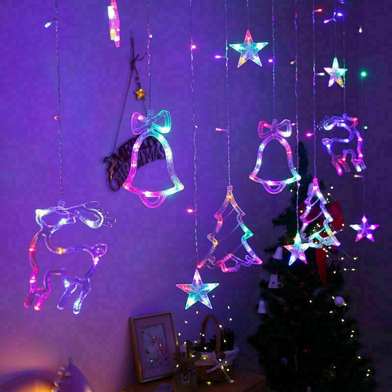 LED Fairy String Window Curtain Lights Star Christmas Xmas Party Home Indoor - iztia