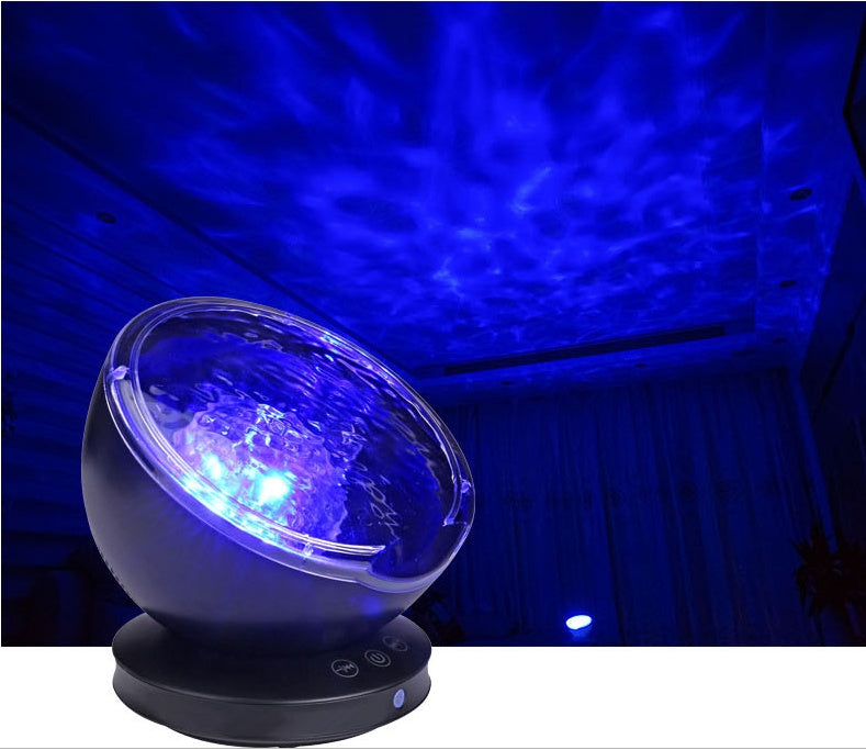 Ocean Wave Projector LED Night Light Remote Control TF Cards Music Player Speaker Aurora Projection - iztia