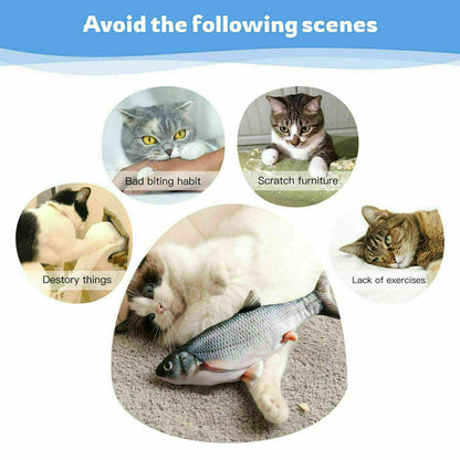 Electric Fish Cat Toy Realistic Interactive Kicker Jumping Dancing Kitten Toys - iztia