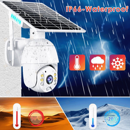 4G SIM Card Security Protection LTE Camera 1080P IP WIFI Wireless Smart Home CAM 8W Solar Panel Battery Outdoor Night Vision - iztia