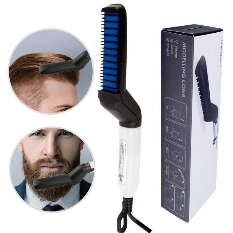 Hair Straightener Men Multifunctional Comb Curling Electric Brush Professional Hair Comb Brush Beard Straightener Hair Curler Fast Heating Styling Tools - iztia