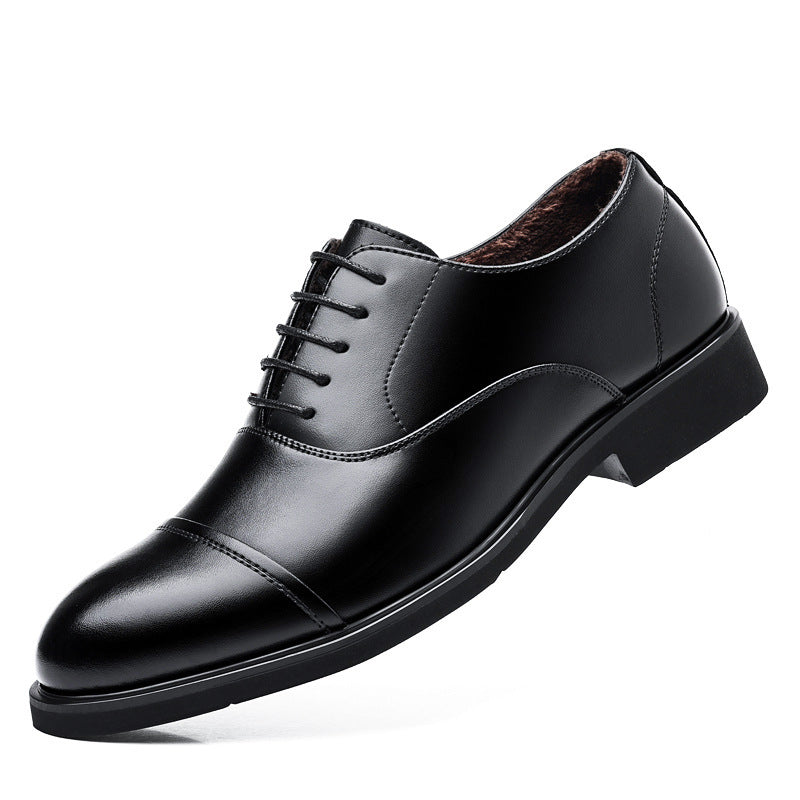 Leather Shoes Men's Height Increasing Insole Pointed Toe Wedding Shoes - iztia