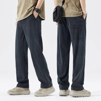 Loose Straight Drooping Denim Wide-leg Pants Men - iztia