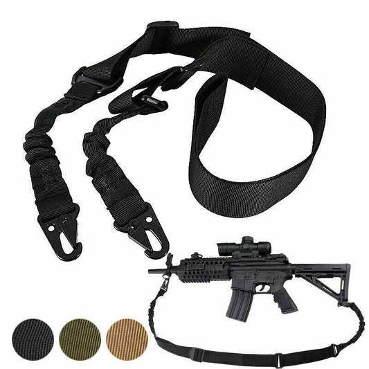 Tactical Rifle Sling Gun Shoulder Strap 2 Point Hooks One Single Strap Hunting - iztia