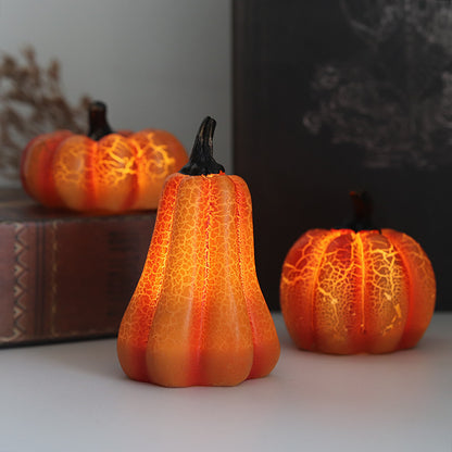 New Halloween Pumpkin Lantern Simulation Pumpkin LED Candle Lamp Resin Luminous Pumpkin - iztia