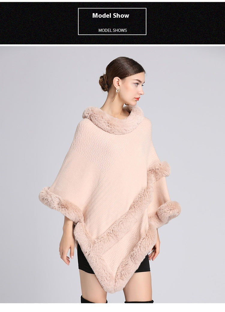 Imitation Rex Rabbit Fur Collar Cape And Shawl - iztia