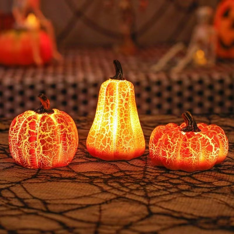 New Halloween Pumpkin Lantern Simulation Pumpkin LED Candle Lamp Resin Luminous Pumpkin - iztia