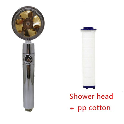 Shower Head Water Saving Flow 360 Degrees Rotating With Small Fan ABS Rain High Pressure Spray Nozzle Bathroom Accessories - iztia