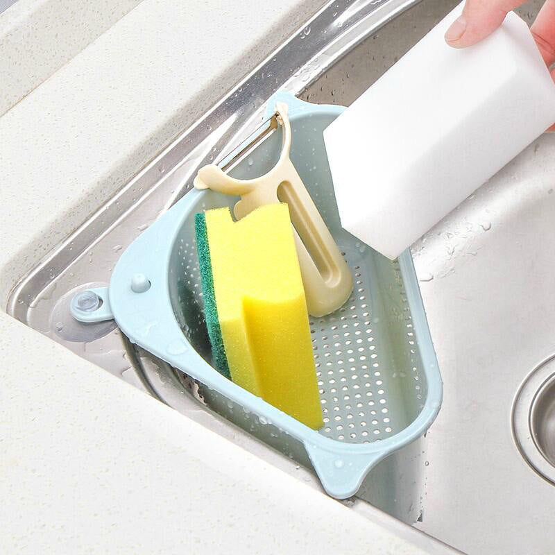 Kitchen Sink Multi-function Triangle Storage Rack Multi-purpose Dishwashing Sponge Drain Rack Storage Rack - iztia