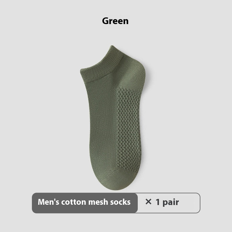 Cotton Anti-Pilling Short Socks Men's Deodorant And Sweat-absorbing Invisible Tight Mesh Boat Socks - iztia