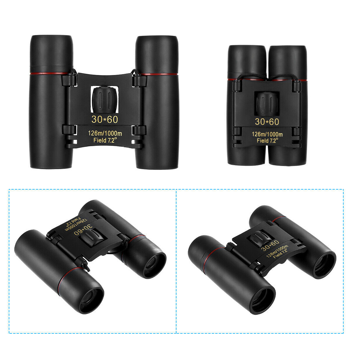 Binoculars 30x60 Zoom Travel Compact Folding Telescope Hunting Day Night Outdoor Small Pocket Binoculars Compact Adults, Mini Kids Binoculars Boys For Bird Watching, Concert Theater Opera - iztia