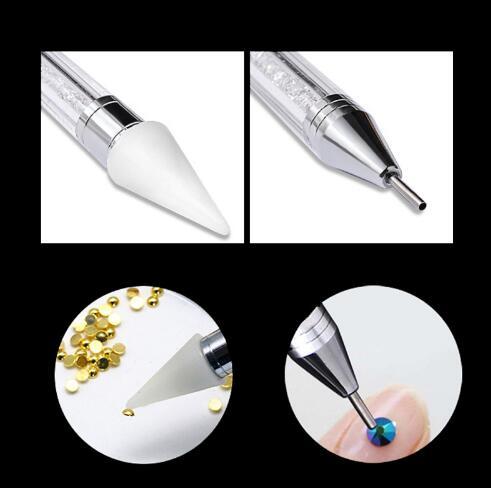 Dual-ended Nail Dotting Pen Diamond Painting Pen Crystal Beads Handle Rhinestone Studs Picker Wax Pencil Manicure - iztia