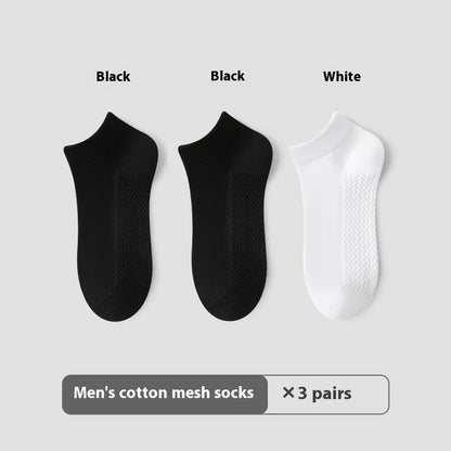 Cotton Anti-Pilling Short Socks Men's Deodorant And Sweat-absorbing Invisible Tight Mesh Boat Socks - iztia