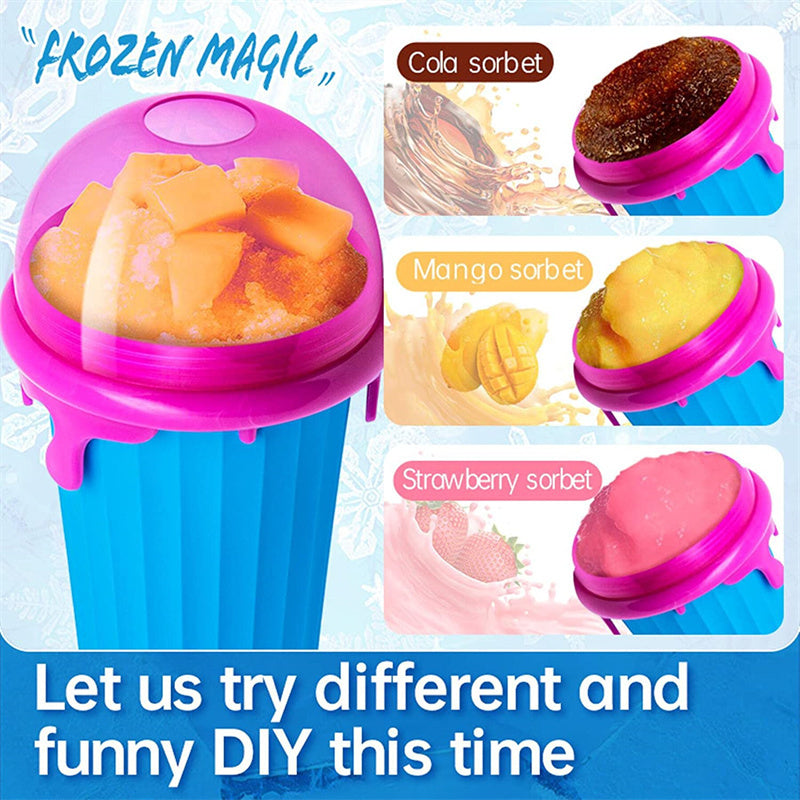 500ml Large Capacity Slushy Cup Summer Squeeze Homemade Juice Water Bottle Quick-Frozen Smoothie Sand Cup Pinch Fast Cooling Magic Ice Cream Slushy Maker Beker Kitchen Gadgets - iztia