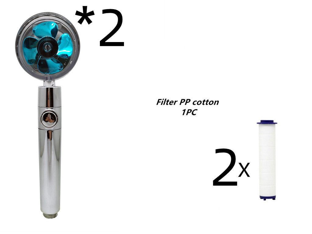 Propeller Driven Shower Head With Stop Button And Cotton Filter Turbocharged High Pressure Handheld Shower Nozzle - iztia