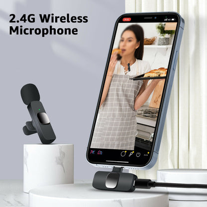 Lavalier Mini Microphone Wireless Audio Video Recording With Phone Charging  Wireless Lavalier Microphone Broadcast Lapel Microphones Set Short Video Recording Chargeable Handheld Microphone  - iztia