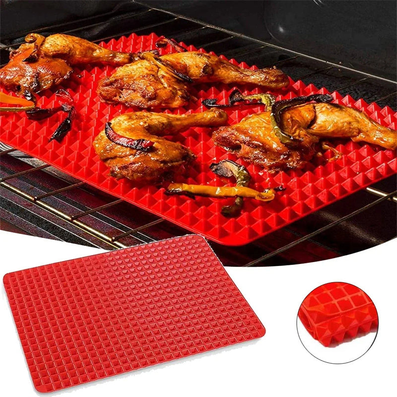 Non-Stick Silicone Pyramid Cooking Mat Baking Mat With Grid Versatile Oven BBQ Cooking Mat Heat-Resistant Mat Kitchen Tools Kitchen Gadgets - iztia