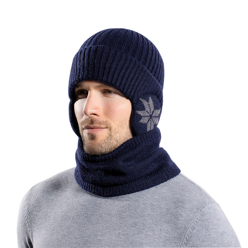 Winter Earflaps Slipover Knitted Woolen Cap Scarf - iztia