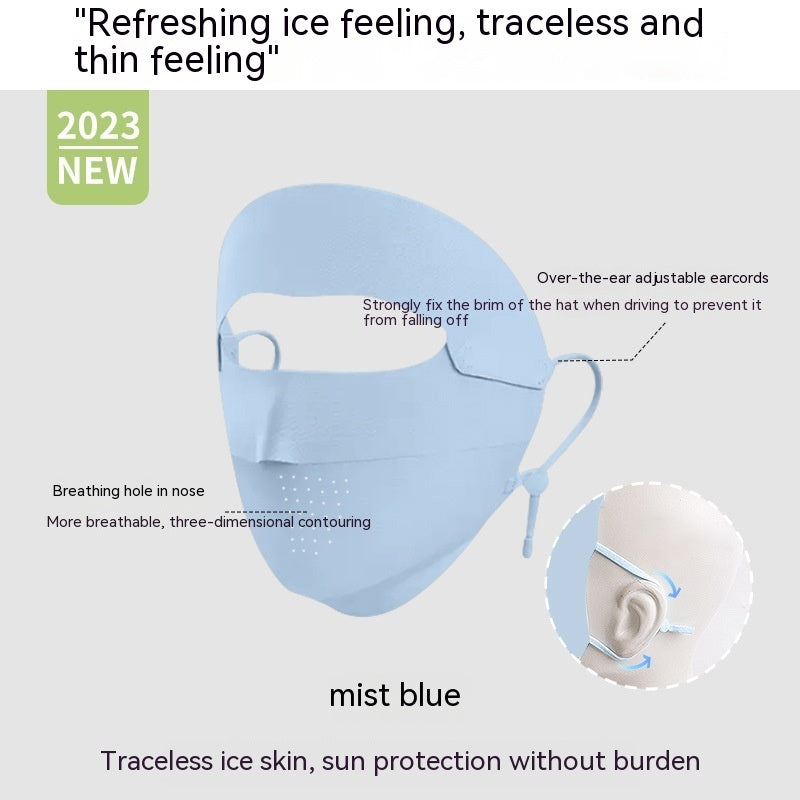 Facekini Full Face Sunscreen Mask Breathable Thin Ice Silk - iztia