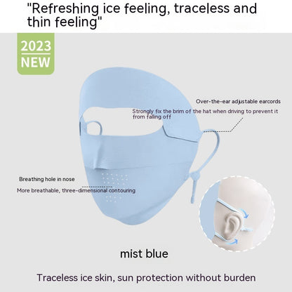 Facekini Full Face Sunscreen Mask Breathable Thin Ice Silk - iztia