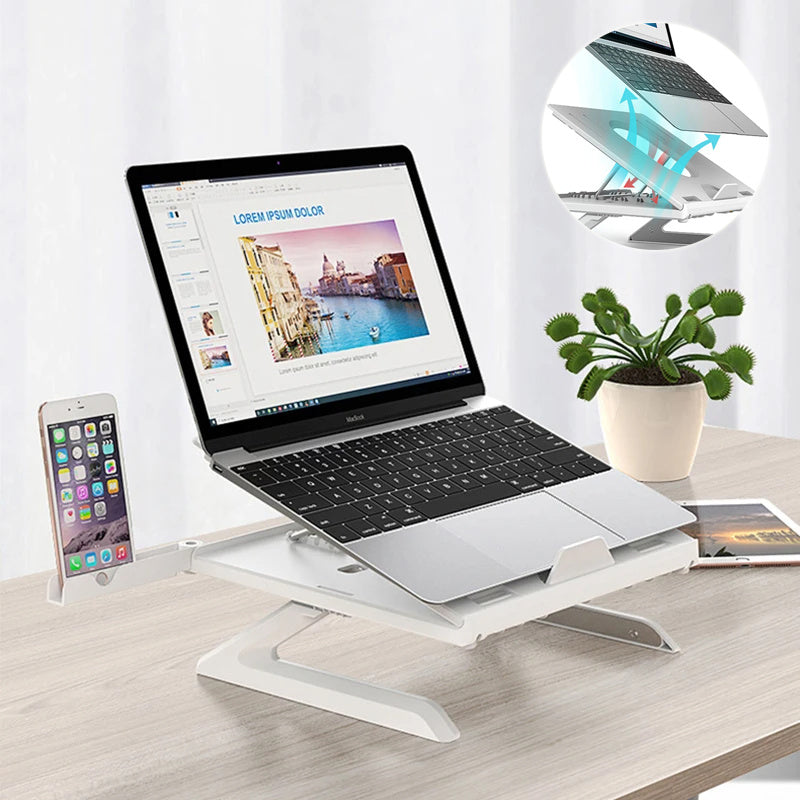 Multifunctional Folding Laptop Stand: Portable, Adjustable, Aluminum Alloy Base - iztia