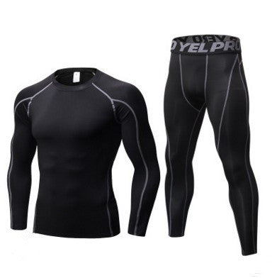 Men's Fitness Running Compression Training Suit Tights Long-sleeved Shirt Pants Leggings Sports Suit Fitness Sportswear - iztia