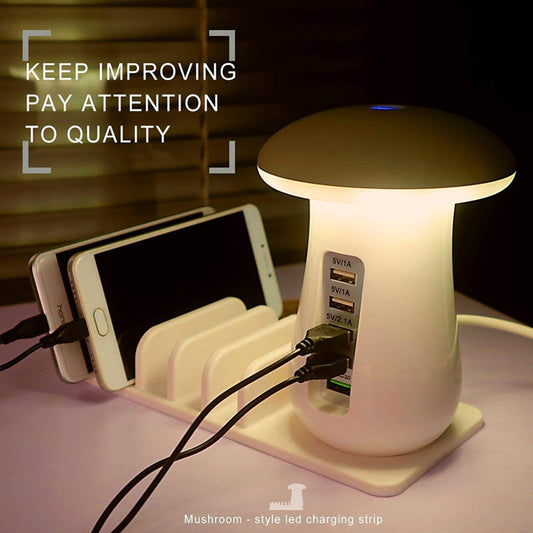 2 In 1 Multifunction Mushroom Lamp LED Lamp Holder USB Charger Home Office Supplies - iztia