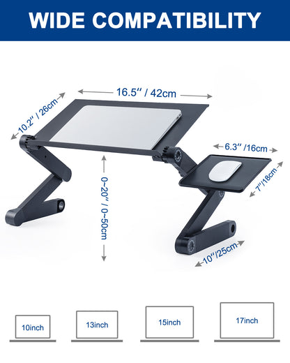 Adjustable Laptop Stand, RAINBEAN Laptop Desk with 2 CPU Cooling USB Fans for Bed Aluminum Lap Workstation Desk with Mouse Pad, Foldable Cook Book Stand Notebook Holder Sofa,Amazon Banned - iztia