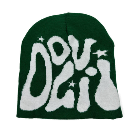 Outdoor Retro Sports Star Letter Jacquard Knitted Hat - iztia