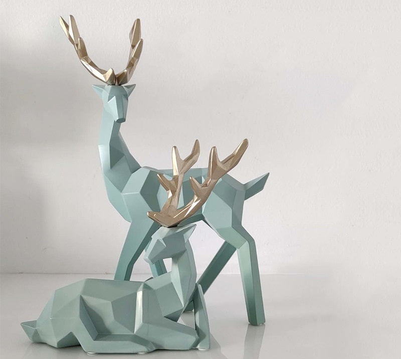 Deers Sculpture Resin Deer Statue Decoration Home Decor Statues Deer Figurines Modern Decoration Deers Table Ornament - iztia