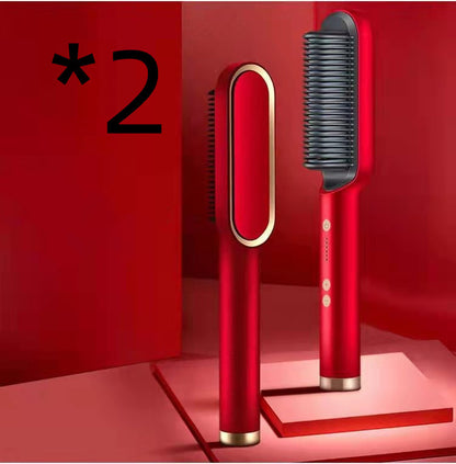 New 2 In 1 Hair Straightener Hot Comb Negative Ion Curling Tong Dual-purpose Electric Hair Brush - iztia