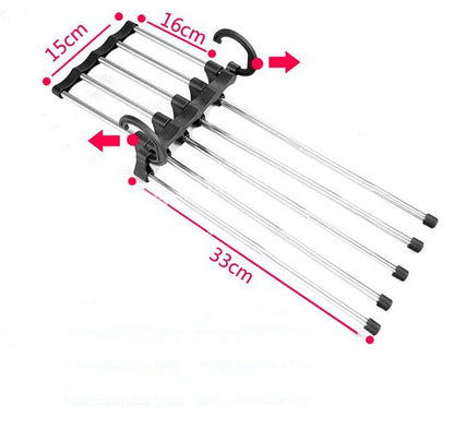 5 In 1 Wardrobe Hanger Multi-functional Clothes Hangers Pants Stainless Steel Magic Wardrobe Clothing Hangers For Clothes Rack - iztia