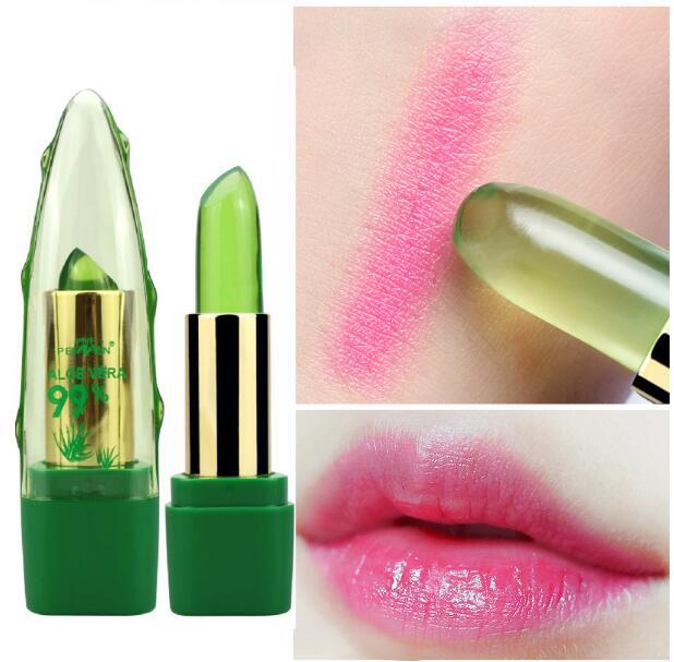 Aloe Vera Gel Color Changing Lipstick Gloss  Moisturizer Anti-drying Desalination Fine-grain Lip Blam Care - iztia