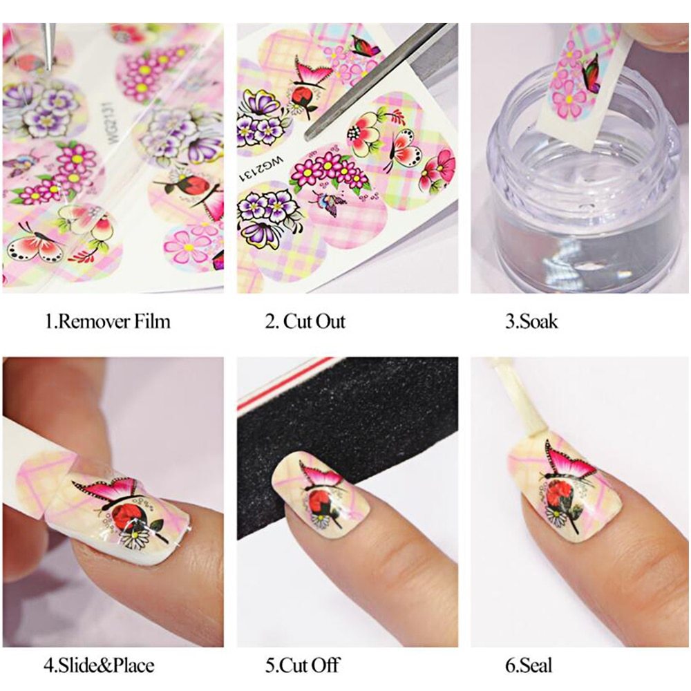 1pcs Nail Sticker Butterfly Flower Water Transfer Decal Sliders for Nail Art Decoration Tattoo Manicure Wraps Tools Tip JISTZ508 - iztia