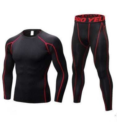 Men's Fitness Running Compression Training Suit Tights Long-sleeved Shirt Pants Leggings Sports Suit Fitness Sportswear - iztia