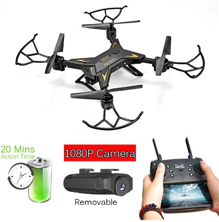 T-Rex RC Helicopter Drone with Camera HD 1080P WIFI FPV Selfie Drone Professional Foldable Quadcopter 20 Minutes Battery Life - iztia