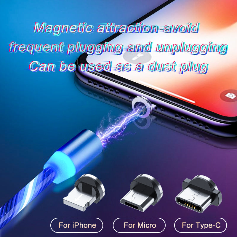 Magnetic Charging Cable Streamer Fast Charging Cable Lighting Micro USB Cable LED Magnet Charger Type-C Cable - iztia