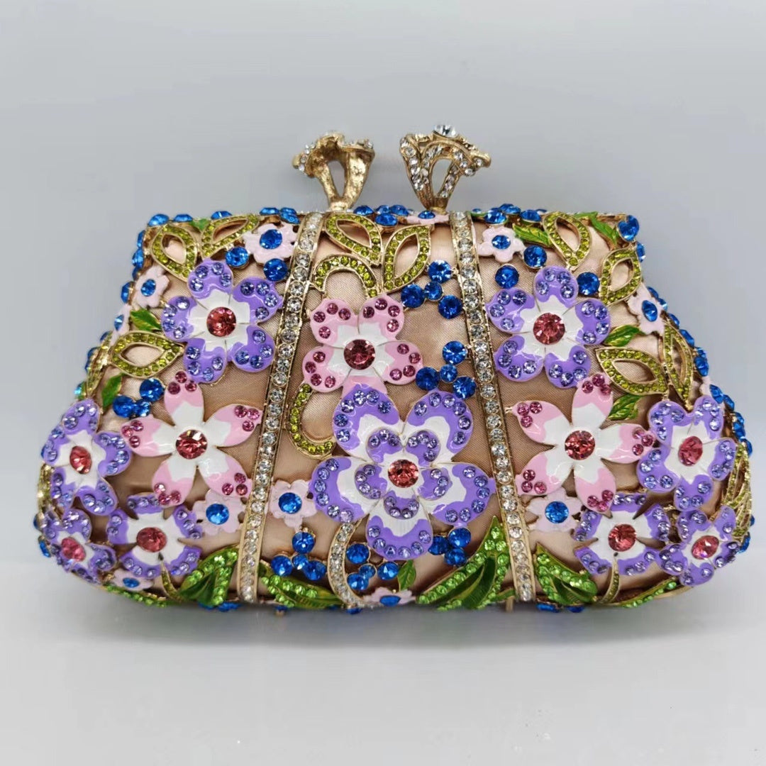 Dripping Oil Diamond Evening Bag Enamel Color Flower Clutch - iztia