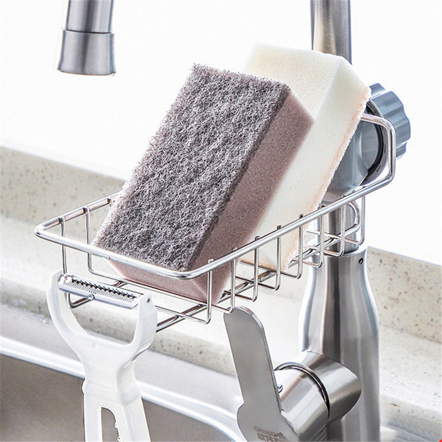 Adjustable Sink Drain Rack Sponge Storage Faucet Holder Soap Drainer Shelf Basket Organizer Kitchen Bathroom Accessories - iztia