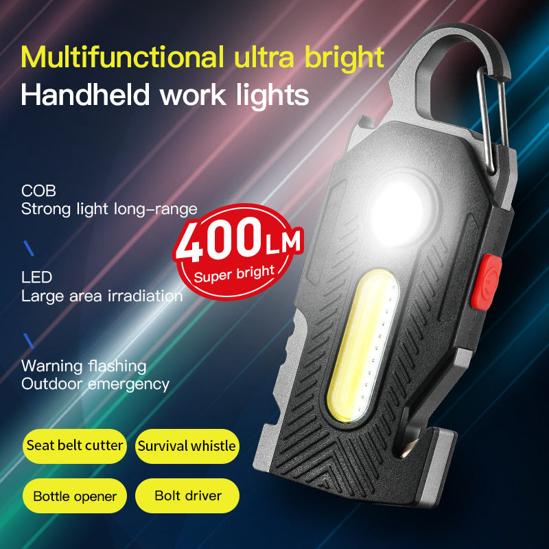 Multifunctional Charging Emergency Light Convenient Keychain Work Light COB High Brightness Maintenance Light Outdoor Camping LED Light - iztia