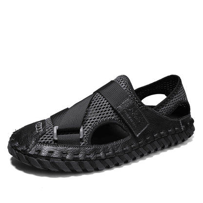 Summer Hollow Men's Soft Bottom Beach Shoes Breathable Mesh Sandals - iztia