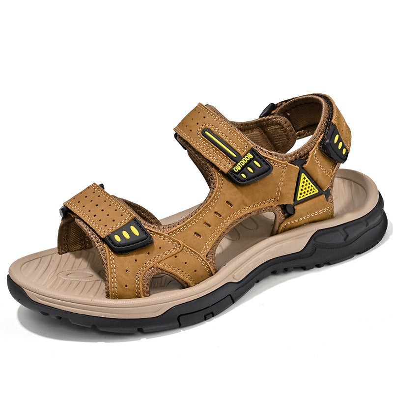 Breathable Men's Sandals Non-slip Top Layer Cowhide - iztia