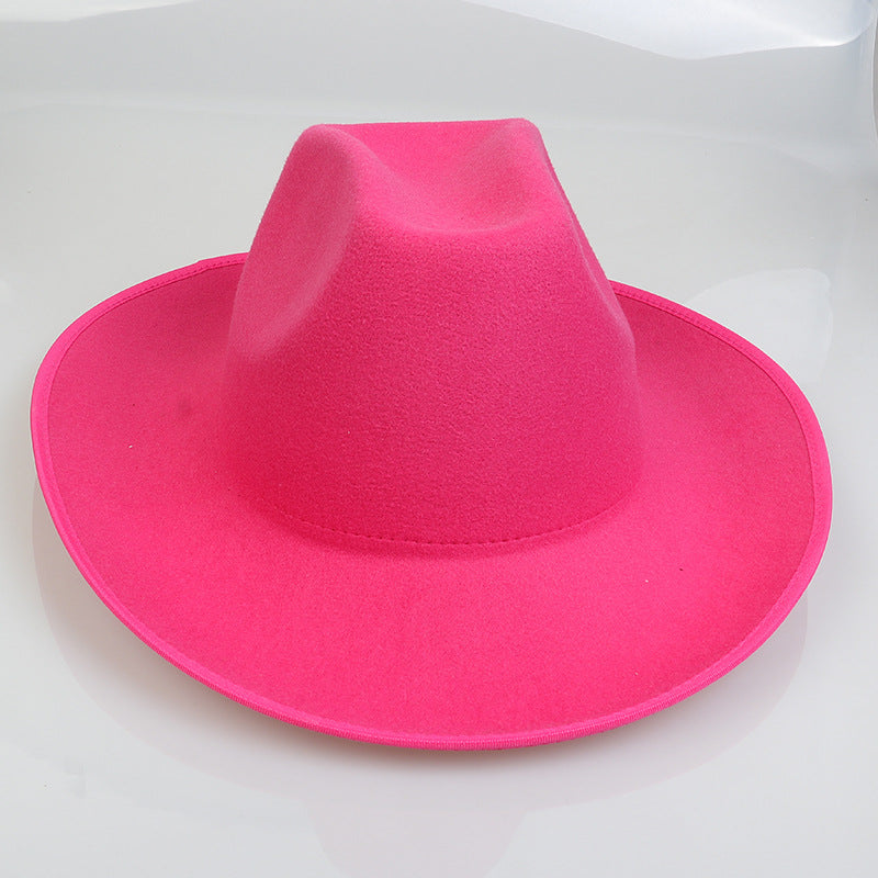 Western Cowboy Hat European And American Woolen Hat Big Brim - iztia