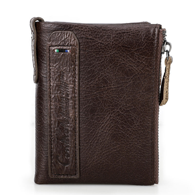 Genuine Leather Men's Short Chic Coin Purse - iztia