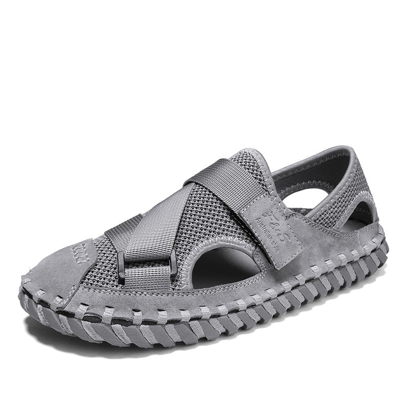 Summer Hollow Men's Soft Bottom Beach Shoes Breathable Mesh Sandals - iztia