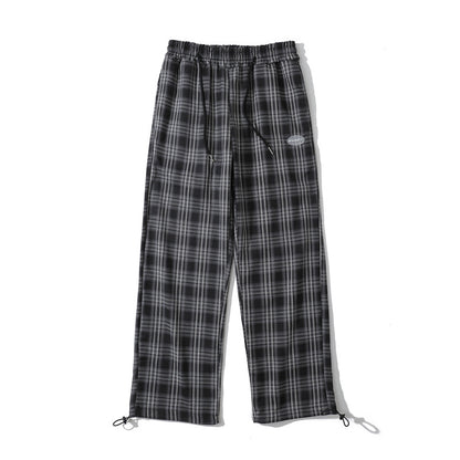 Plaid Trousers Drooping Straight Casual - iztia